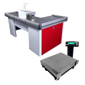 Caixa Supermercado Empacotador Vermelho 2m Check Out E Balança 30kg Urano Bivolt Bivolt
