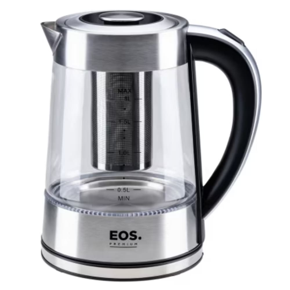 Chaleira Eletrica 1.8L EOS 1500W Jarra de Vidro em Inox 220V