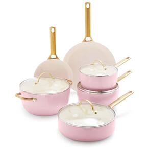 Conjunto de Panelas e Frigideiras Antiaderentes Anodizadas, 10 Peças, GREENPAN CC002445 001, Rosa