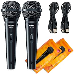 Kit C/ 2 Microfones Shure De Mão Com Fio Sv200 Unidirecional