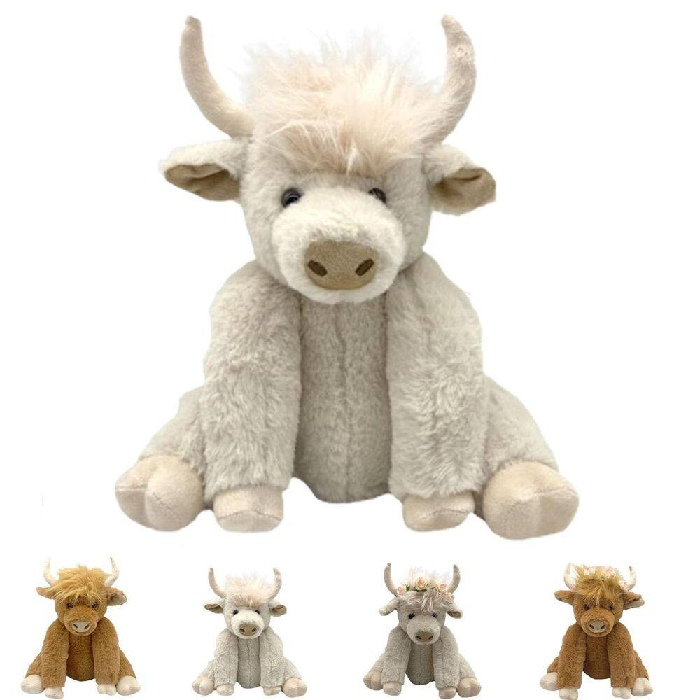 Brinquedo de pelúcia Theorbi Highland Cow para crianças de 25 cm - branco