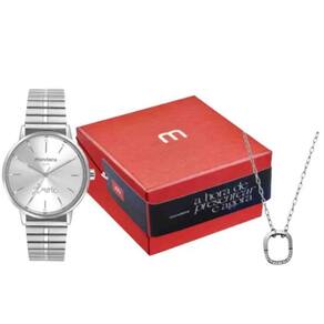 Kit Relógio + Colar Mondaine Prata Feminino 32774L0MKNE2K1