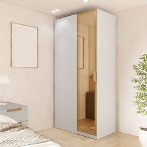 Guarda Roupa Linear 1 Porta Reflecta Jade Cabecasa Madeiramadeira Branco Fosco