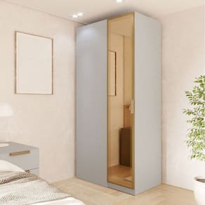 Guarda Roupa Linear 1 Porta Reflecta Jade Cabecasa Madeiramadeira Cinza Urbano