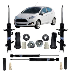 Nakata Kit com 04 Amortecedores Ford Fiesta 2014 + Kit Batente Axios Alta Durabilidade