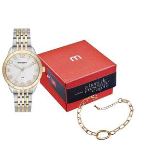 Kit Relógio + Pulseira Mondaine Bicolor Feminino 99802LPMKBE3K1