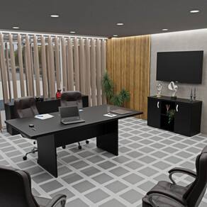 Conjunto Escritório Mesa Reunião Armário Credenza Escritório Office Netmobil