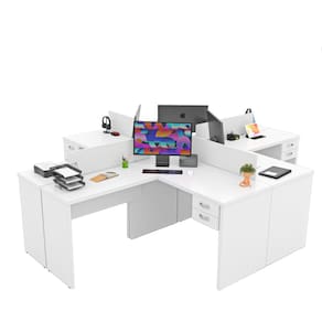 Estação Trabalho Ilha De Canto em L 120x60cm Com Gavetas Netmobil