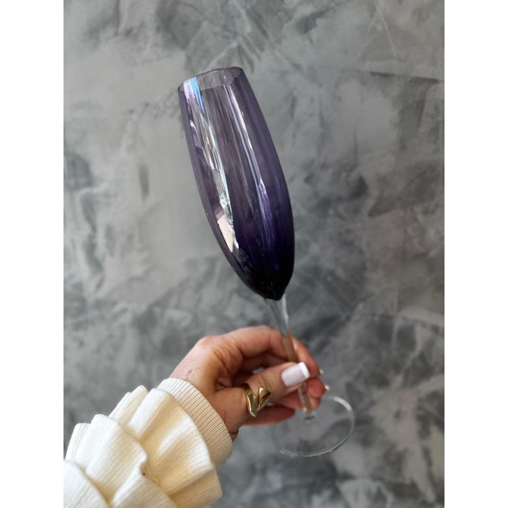 Kit Opus Tacas Champanhe Vidro Violeta 2Pc