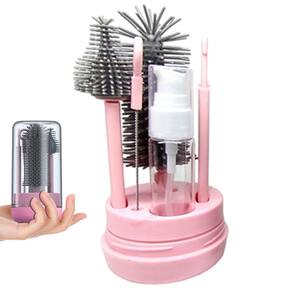 Kit Escova de Limpeza 4 em 1 Mamadeira Copo Garrafa Bebe Criança Higiene Limpeza Bolsa Passeio Mala Vagem Resistente