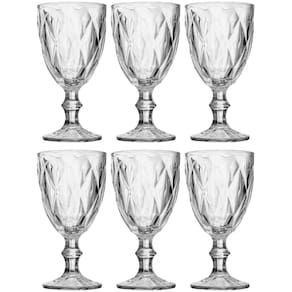 Conjunto de 6 Taças para Água de Vidro Diamond 320ml - Lyor