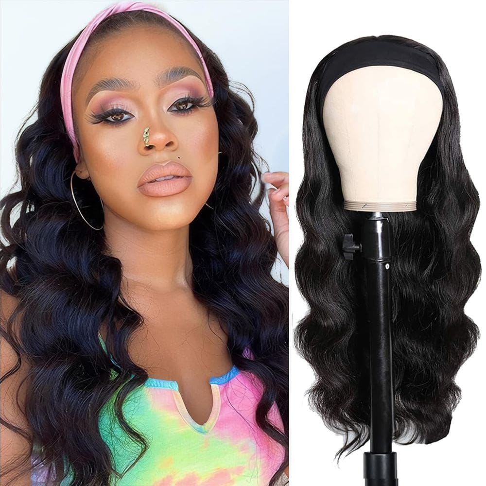 Peruca com faixa de cabeça olimaruly Body Wave 100% cabelo humano 56cm