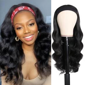 Peruca com faixa de cabeça olimaruly Human Hair Body Wave 40cm 150% de densidade