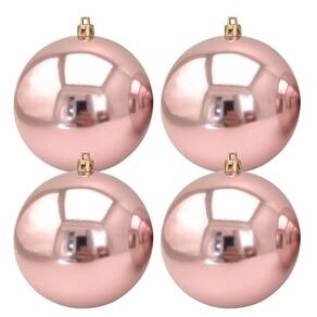 Jogo 4 Bolas de Natal Lisa Brilhante Rosê Gold Grande 14cm - Magizi