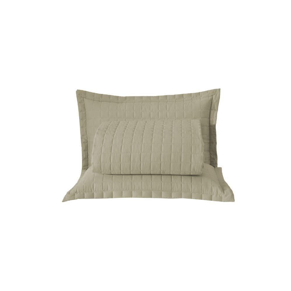 Kit Cobre Leito Matelado Copacabana 3 Peças Casal 100% Poliéster Percal 300 Fios Cor:cáqui