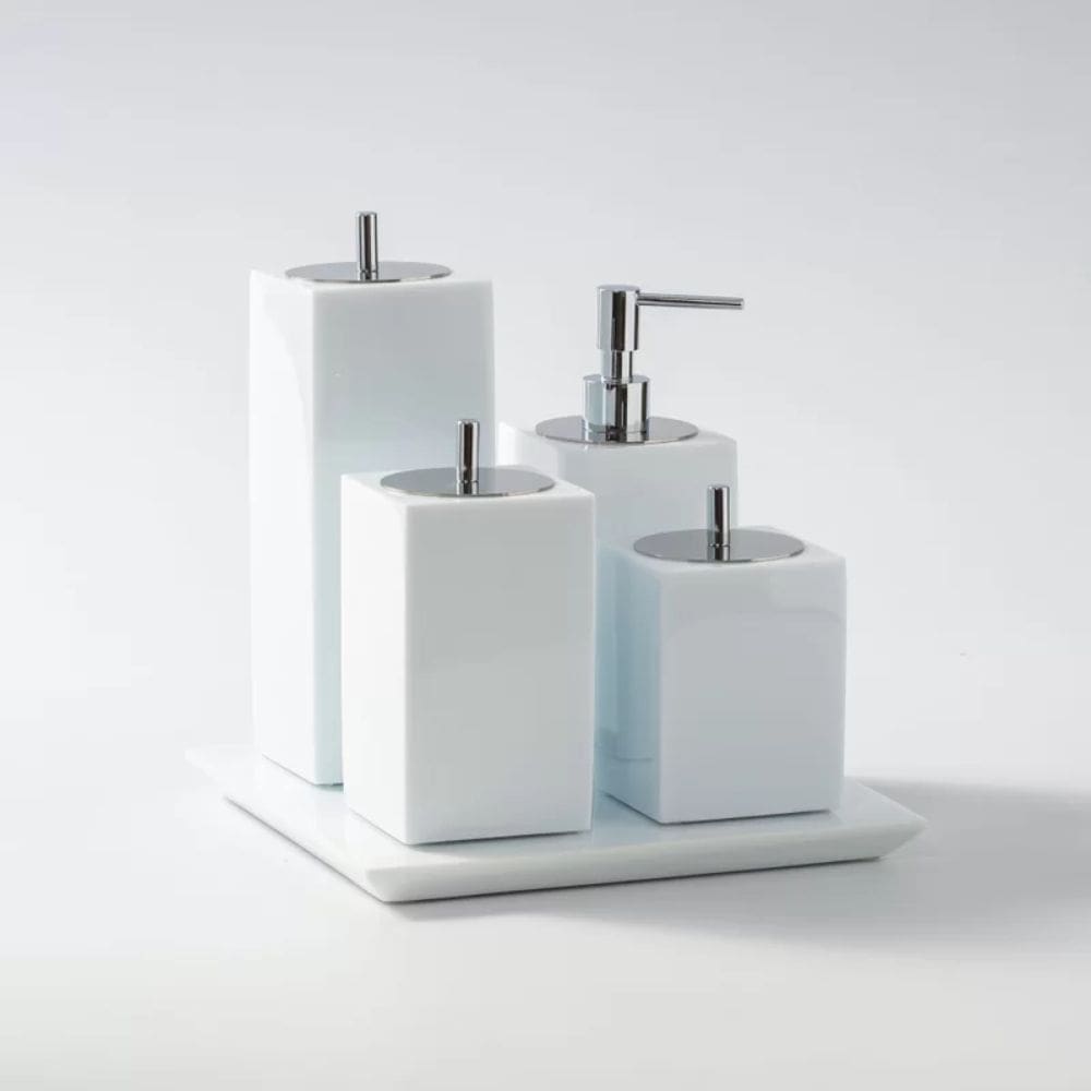 Conjunto Banheiro 4 Peças em Resina Branco - Cromado