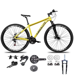 Bicicleta Aro 29 Absolute Nero 5 Kit 2x9 Gta Sunrun Freio Disco K7 Pedivela 24-38d Garfo Com Trava Amarelo