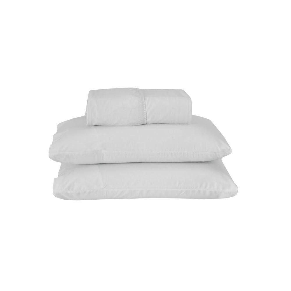 Jogo De Lençol Dia A Dia Liso 3 Peças Casal 80% Algodão - 20% Poliéster Percal 140 Fios Cor:branco