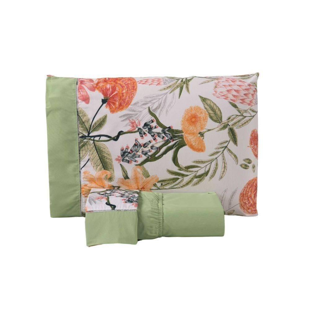 Jogo De Lençol Encantare Ponto Palito Estampado Completo 4 Peças Casal 80% Algodão - 20% Poliéster Percal 180 Fios Cor:v