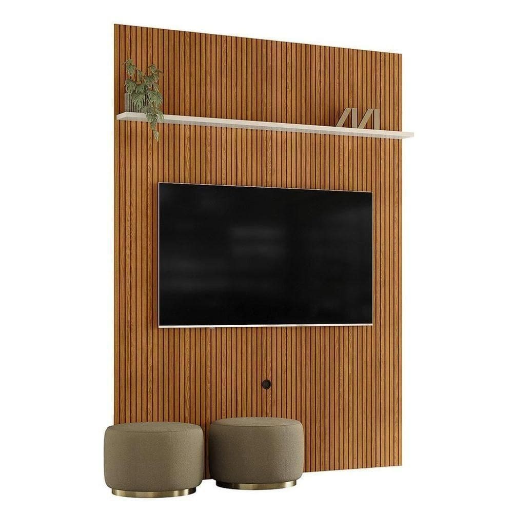 Painel New Interlagos Para 75 Polegadas Do Piso Ao Teto - Madetec Cinamomo Off White