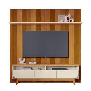 Composição Luna Bancada E Painel Para 75 Polegadas Com Portas - Madetec Cinamomo Off White