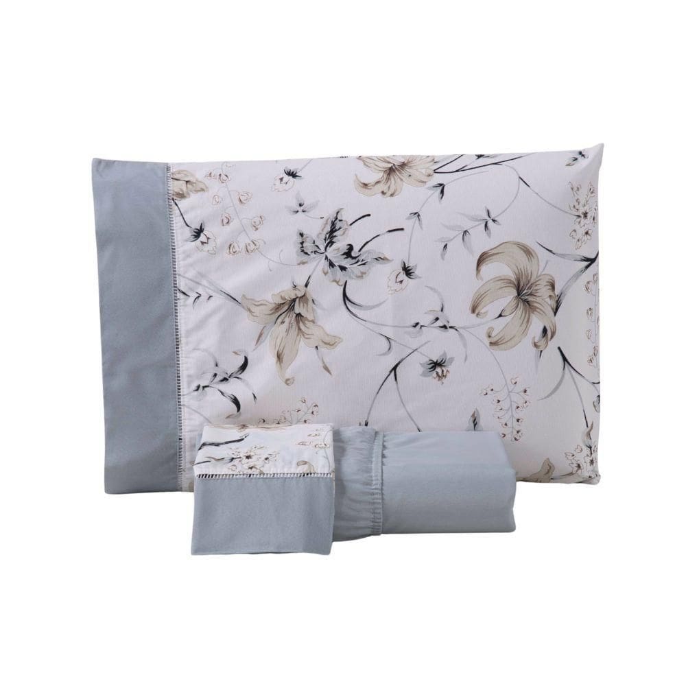 Jogo De Lençol Encantare Ponto Palito Estampado Completo 4 Peças Casal 80% Algodão - 20% Poliéster Percal 180 Fios Cor:c