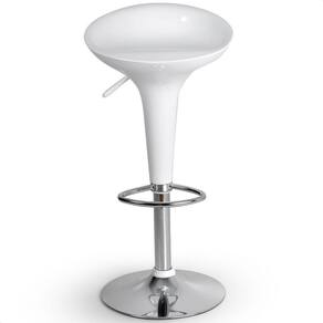 Banqueta Giratória Alta Tulipa Lotus Assento Abs Branco