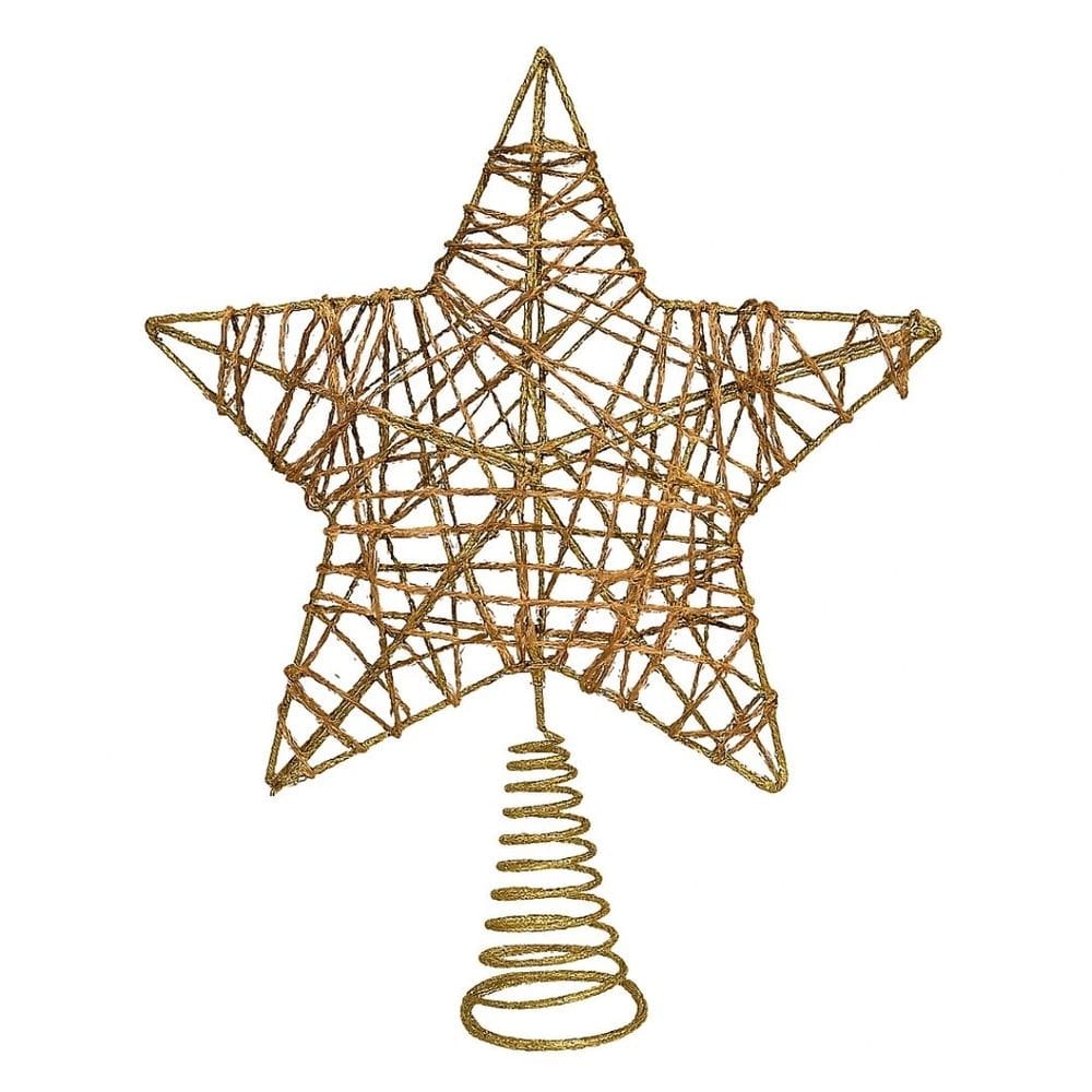 Estrela Ponteira Aramada Tridimensional Dourado Rústico Espiral 29cm - Magizi