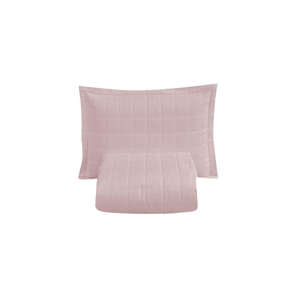 Kit Cobre Leito Matelado Dupla Face Soft 2 Peças Solteiro 100% Poliéster Cor:rosê