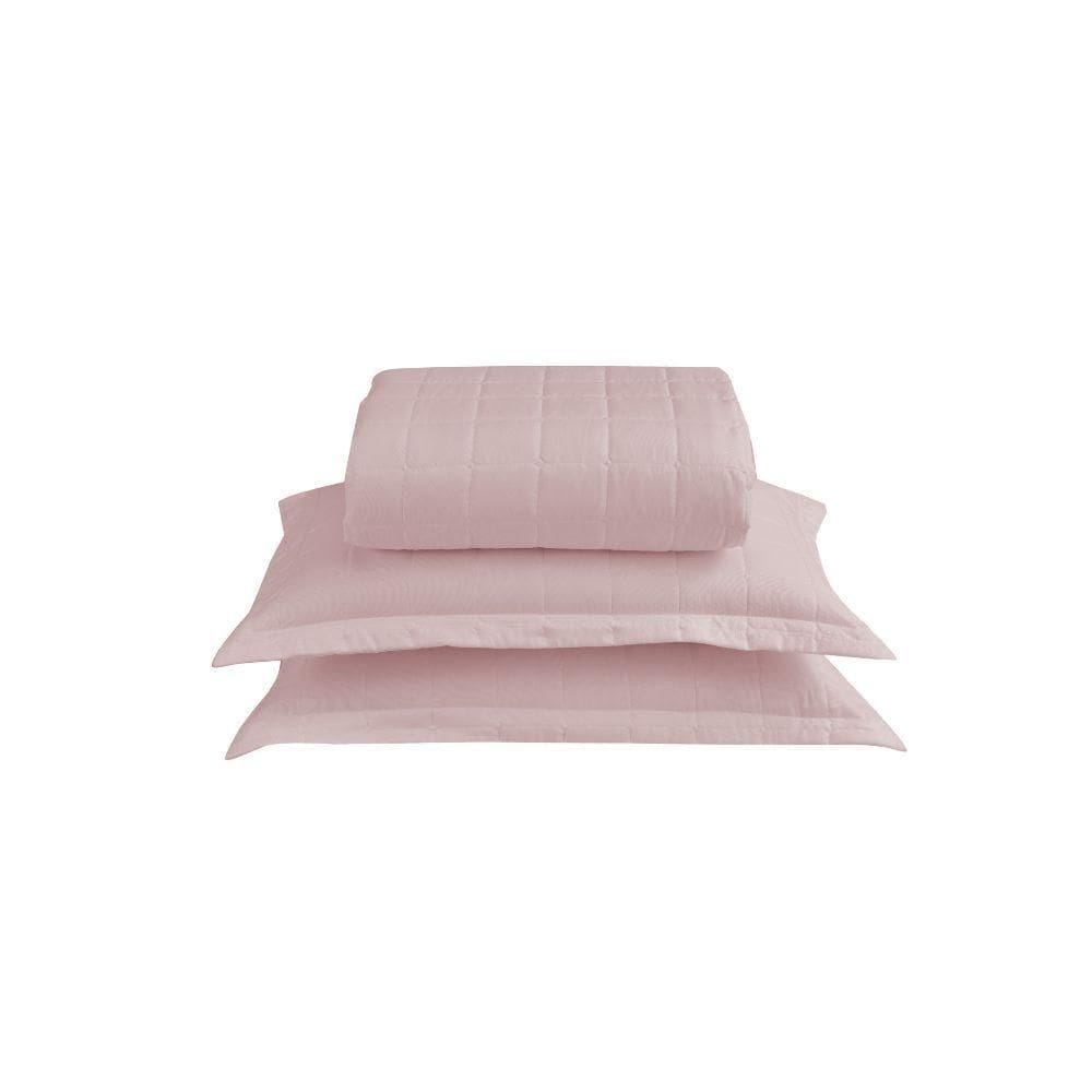 Kit Cobre Leito Matelado Dupla Face Soft 3 Peças King 100% Poliéster Cor:rosê