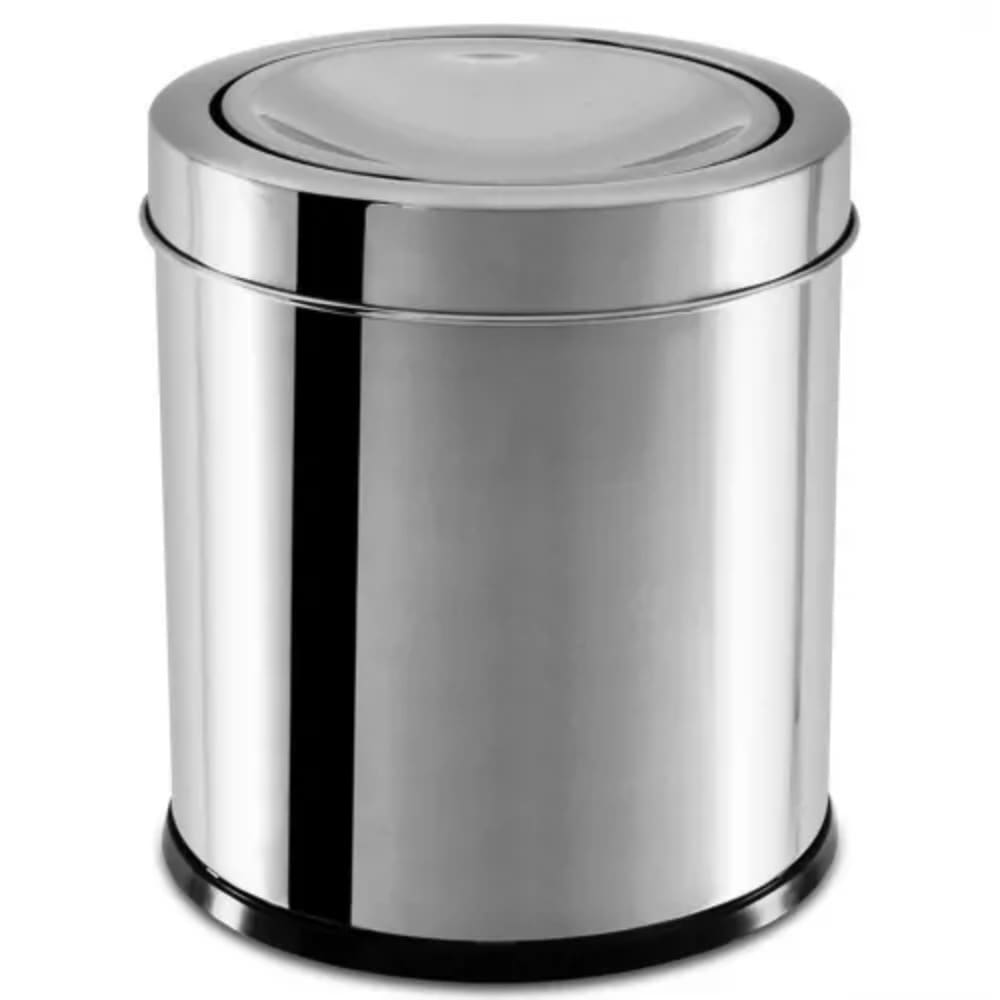 Lixeira Inox Com Tampa 3,2L Basculante 17Cm Brinox Decorline 3032 201 Cr