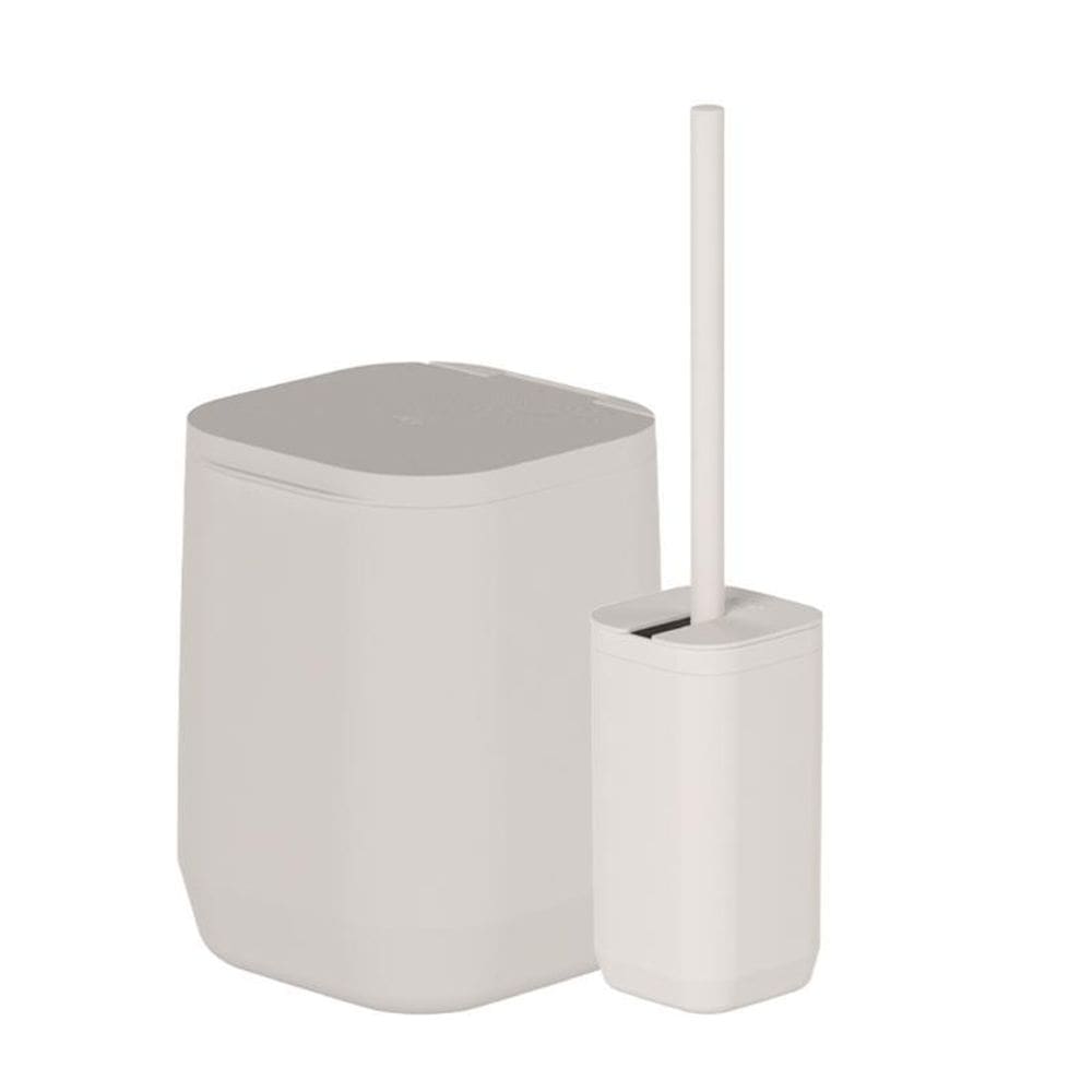 Kit Lixeira+Escova Sanitária Aura Para Banheiro Piso/Parede
