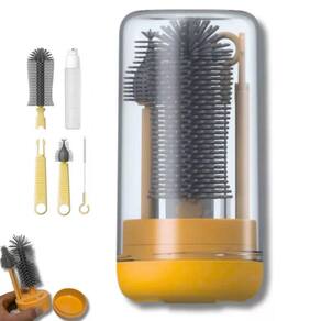 Kit Escovas de Limpeza 4 em 1 Mamadeira Garrafa Copo Bebe Criança Higiene Limpeza Bolsa Mala Passeio Viagem Seguro