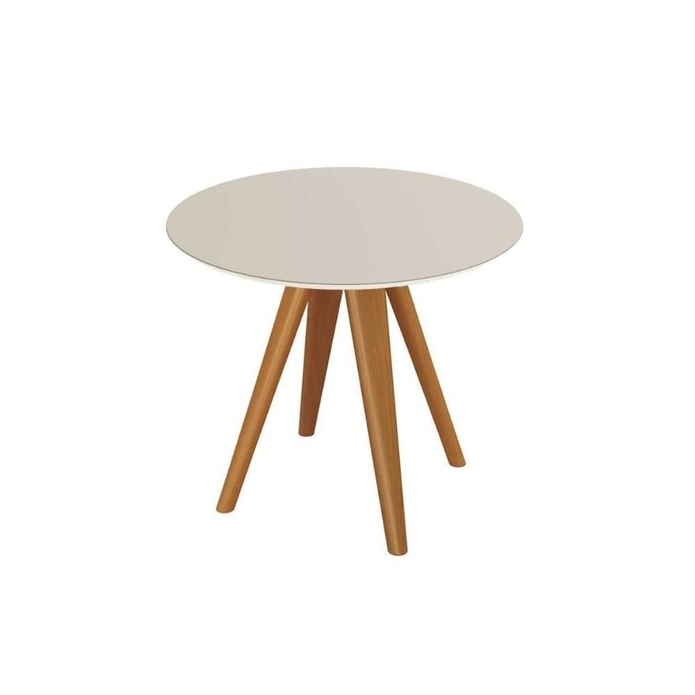 Mesa Multiuso Cozinha Duna Premium Madeira Maciça c/ Tampo Madeirado c/ Vidro 120x120cm Carvalho/Off White/Vidro Off White - Kappesberg