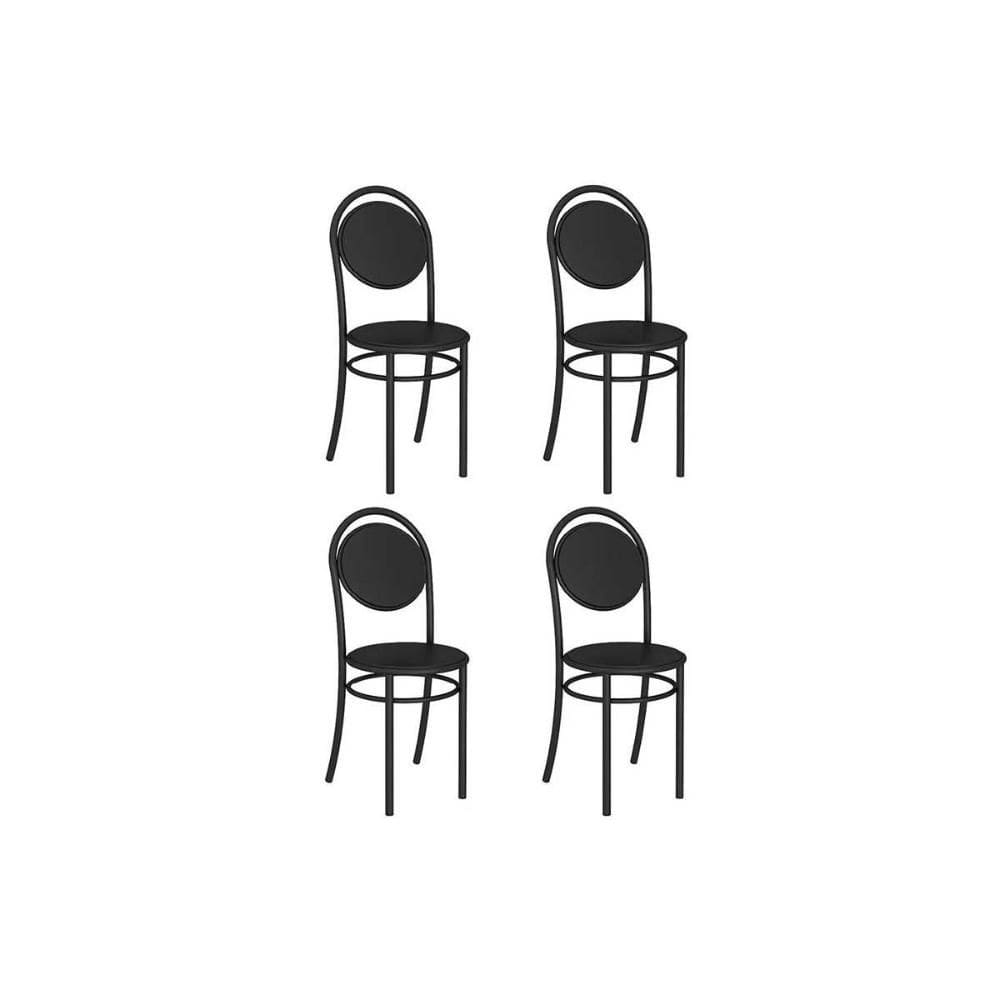 Kit 4 Cadeiras Sala Jantar 190 Aço 4 Uni Preto/Courano Preto - Carraro