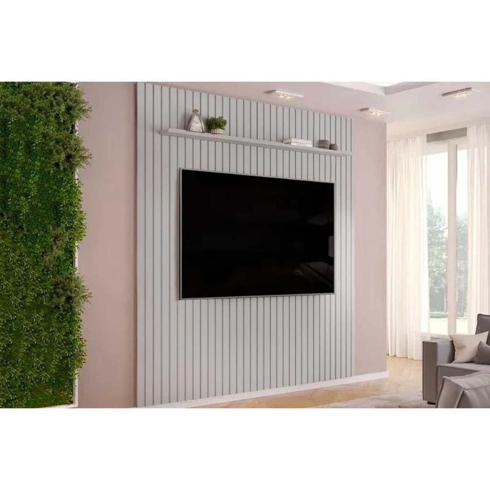 Home p/ TV até 85 Pol Pratic Ripado c/ 1 Prateleira 250x240cm Bali - DJ Móveis