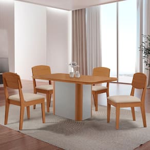 Mesa de Jantar Isadora 120cm Tampo MDF Laminado com 4 Cadeiras Copper
