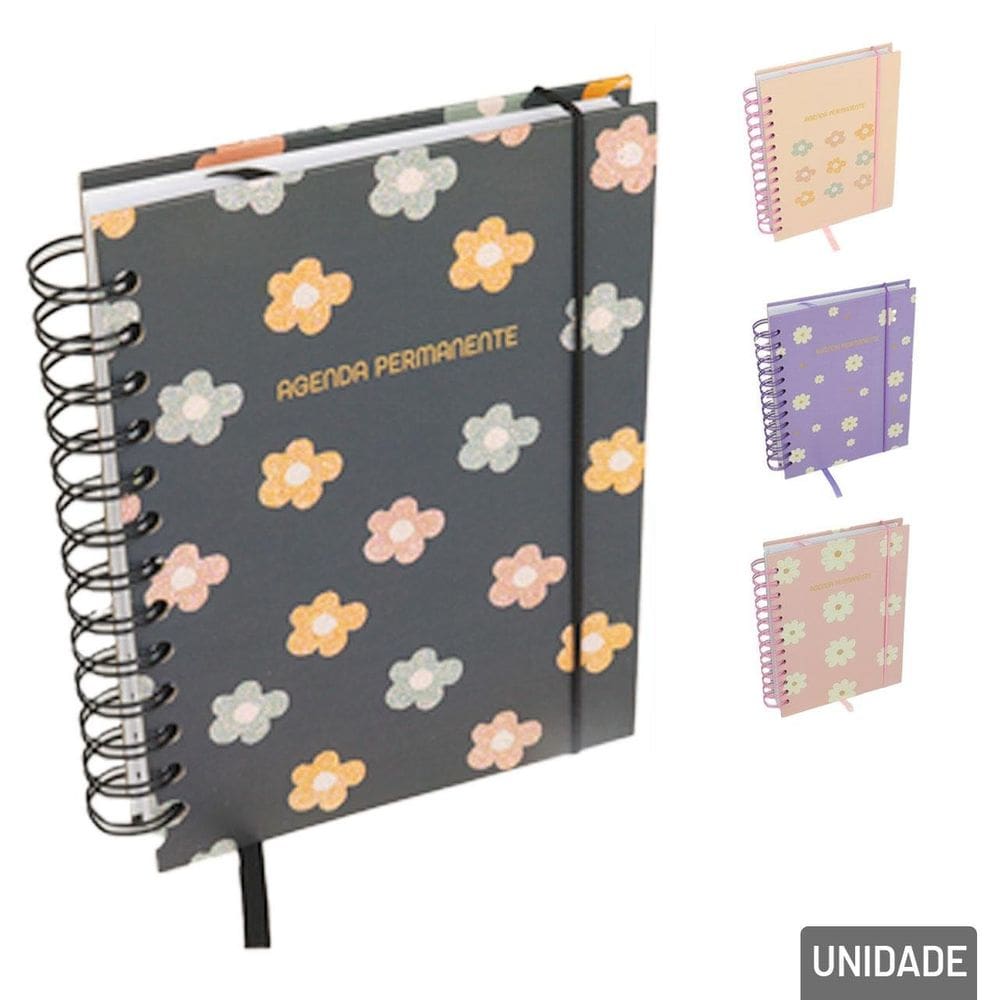Agenda Permanente 322 FL Espiral Flores Color - Tudo em Caixa
