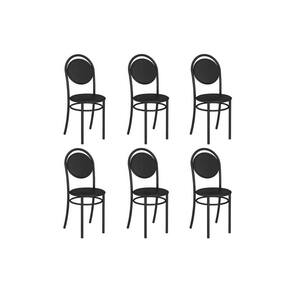 Kit 6 Cadeiras Sala Jantar 190 Aço 6 Uni Preto/Courano Preto - Carraro