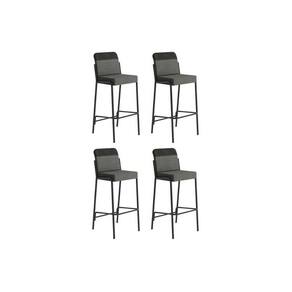 Kit 4 Banqueta de Cozinha Duo 1753 4 Un Preto/Linho Grafite/ano Preto - Carraro