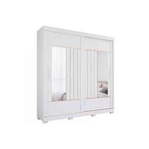 Guarda Roupa 2 Portas de Correr ( 2 c/ Espelho) e 3 Gavetas c/ Pés Ayla Branco - Panan