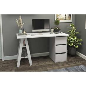 Mesa Computador Casal MB 1035 c/ 3 Gavetas Branco - Movelbento