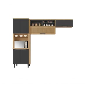 Armário De Cozinha Compacta 270cm New Porto Grafite Madeira Itatiaia