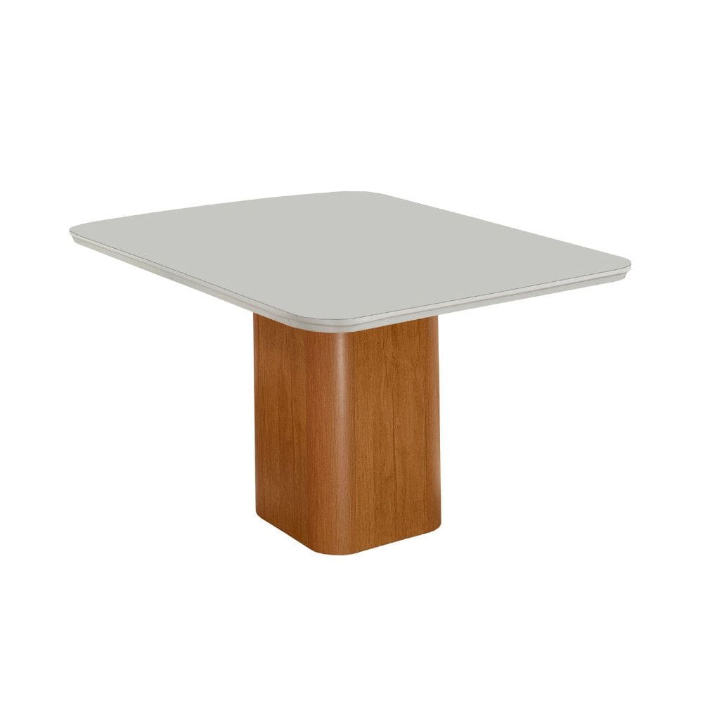 Mesa de Jantar Eloise 90cm Tampo Mdf e Vidro Canto Copo Moderna Mobília