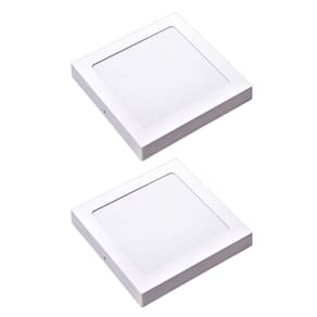 Kit 2 Painel Plafon Led Sobrepor Quad Amarela 3000K 18W 22Cm