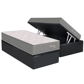 Cama Box Baú Solteiro: Colchão Molas Ensacadas Orthoflex Orvieto New + Base CRC Suede Gray (88x188)