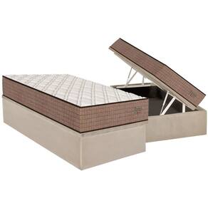 Cama Box Baú Solteiro: Colchão Molas Ensacadas Orthoflex Torino Híbrido + Base CRC Suede Clean (88x188)