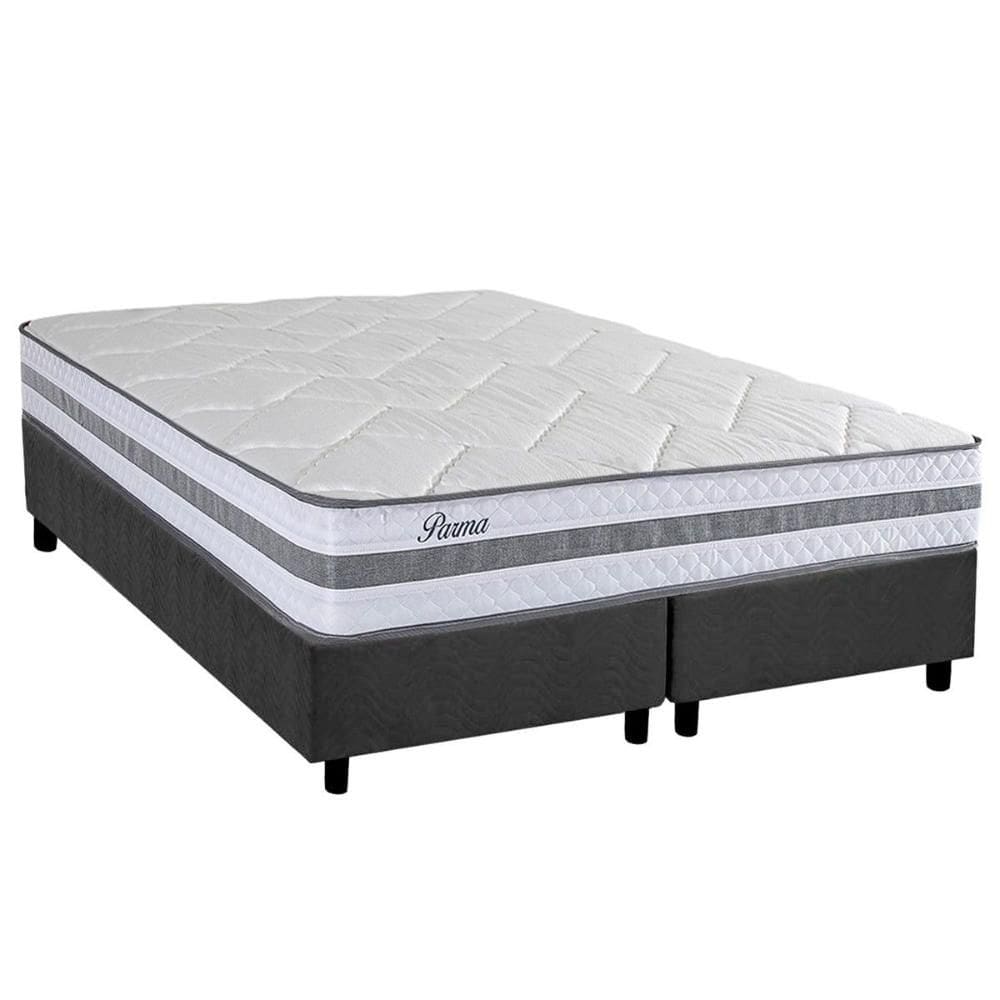 Cama Box Queen: Colchão Molas Ensacadas Herval Parma + Base CRC Suede Gray (158x198)