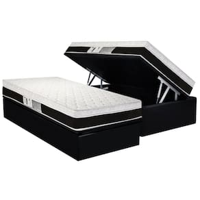 Cama Box Baú Solteiro: Colchão Molas Ensacadas Luckspuma Roma + Base CRC Suede Black (88x188)
