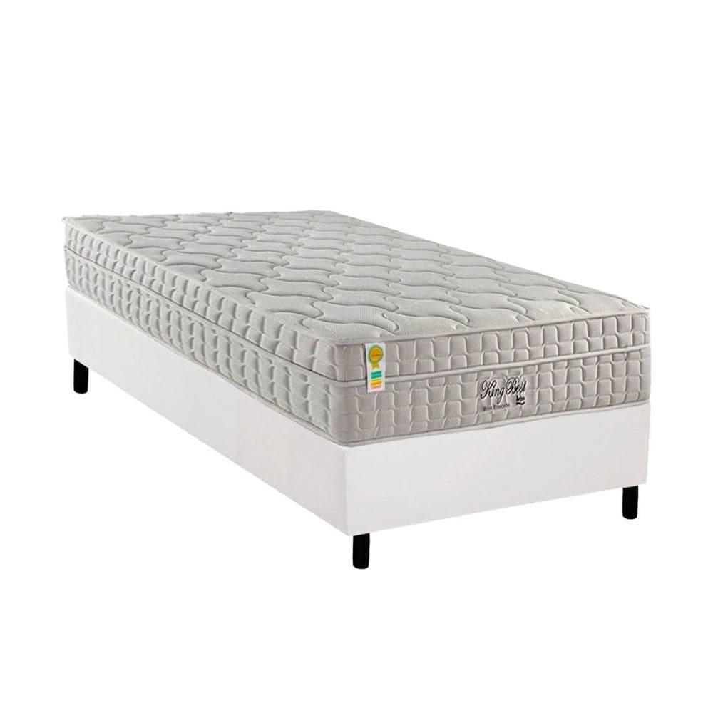 Cama Box Solteiro: Colchão Molas Edição de Bolso Ensacadas D Angelis Anjos King Best New Clean + Base CRC Courano White (88x188)